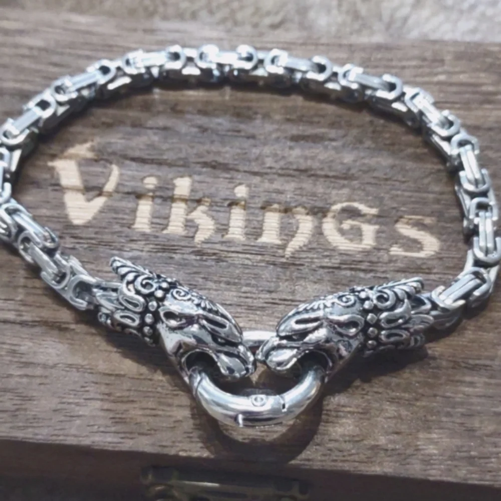 Wolf Head Bracelet Stainless Steel Nordic Viking 9